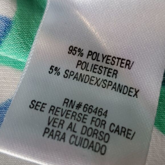 🔹️Sandra Darren Blue & White Geometric 3/4 Sleeve Dress Size 6 - Picture 9 of 11